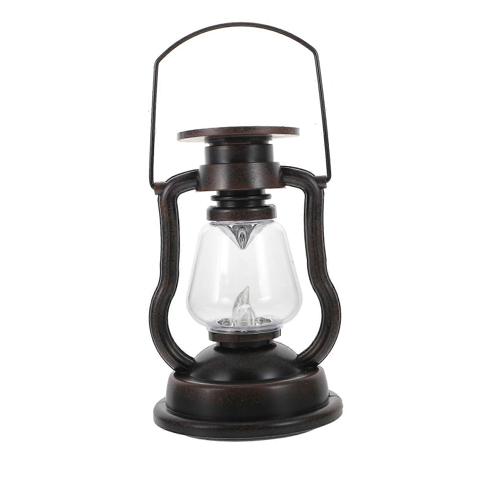 Vintage Solar Garden Lantern With Flame-Effect, Hanging/Standing, Rustic Decor For Garden/Terrace, Warm White, Automatic