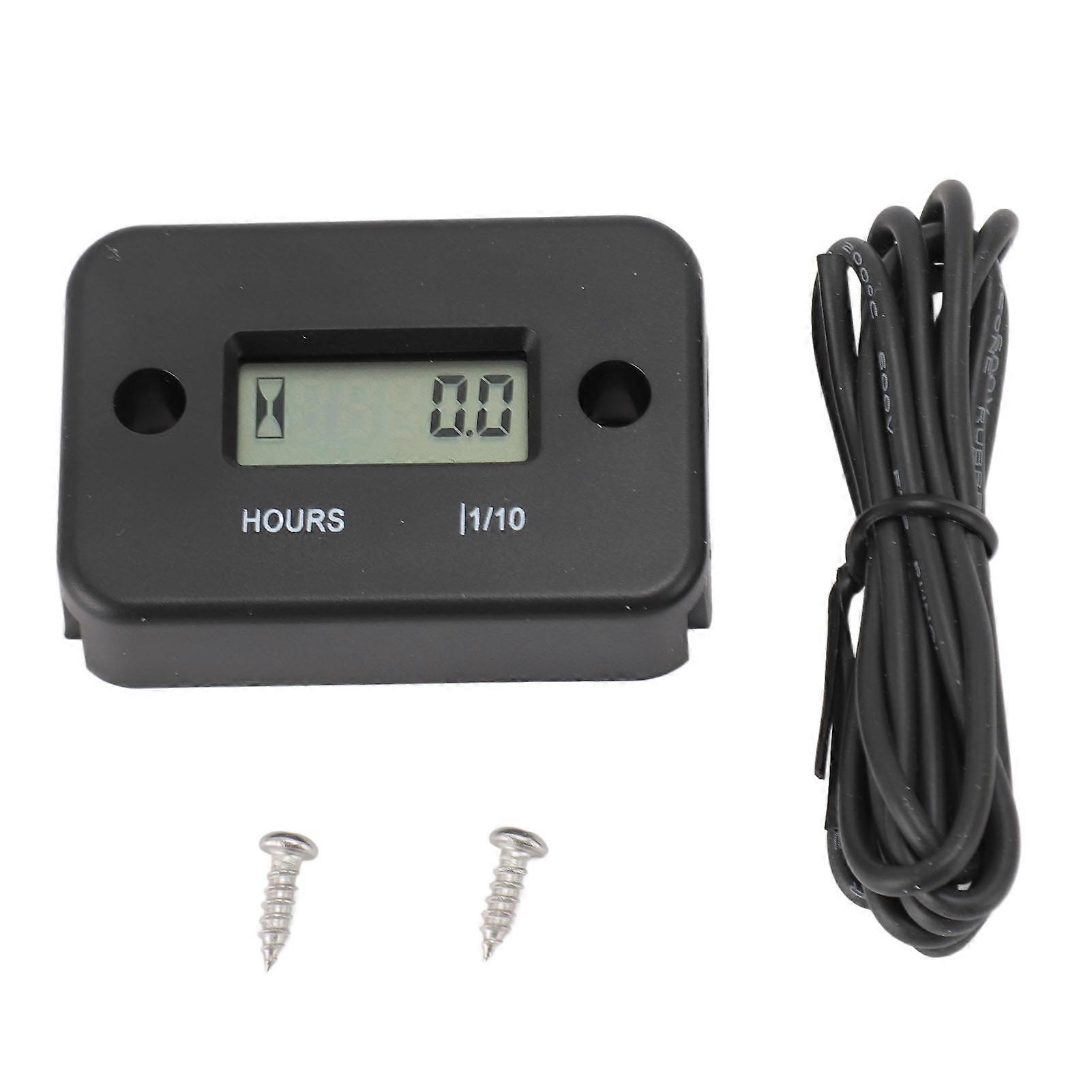 Digital Hour Meter High Accuracy LCD Display Mini Waterproof Engine Hourmeter Tachometer