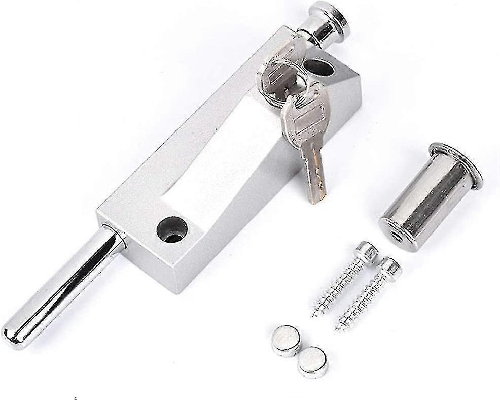 Serrure de porte multifonction universelle avec 2 clés - Argent mat