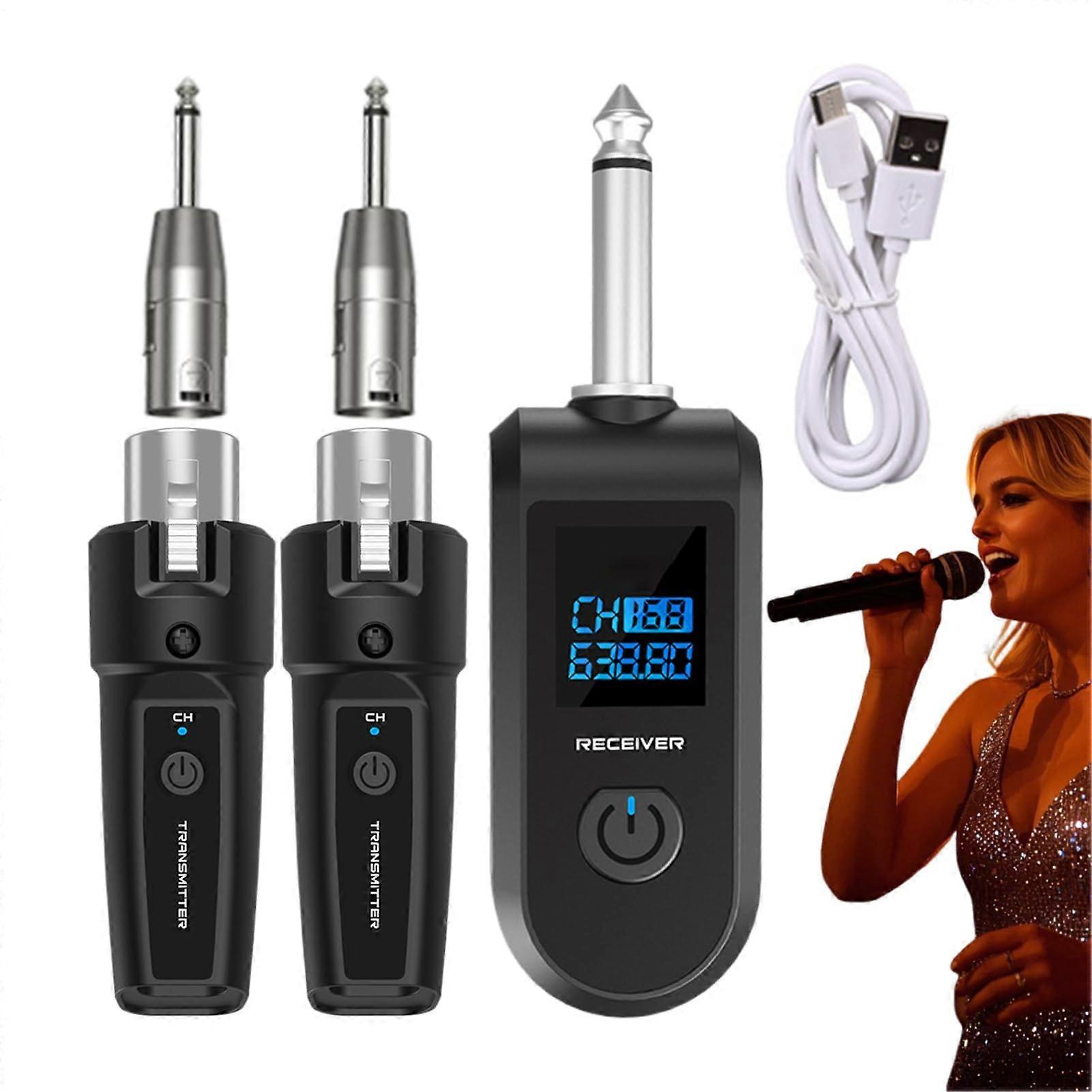 Wireless Microphone System 10Channel Rechargeable Transmitter and Receiver