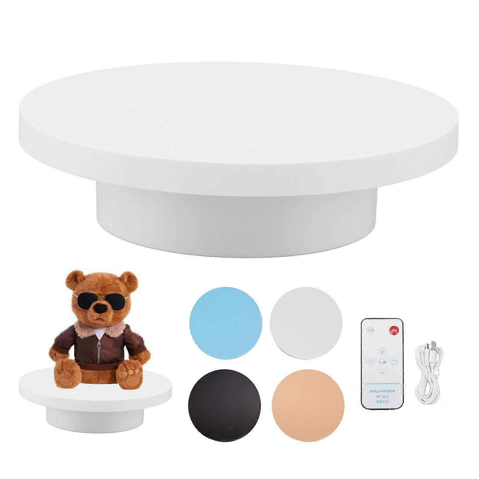 Rotating Display Stand White Plug in Remote Control Load Bearing 3kg Automatic Rotating Stand for Products Diameter 20cm / 7.9in 