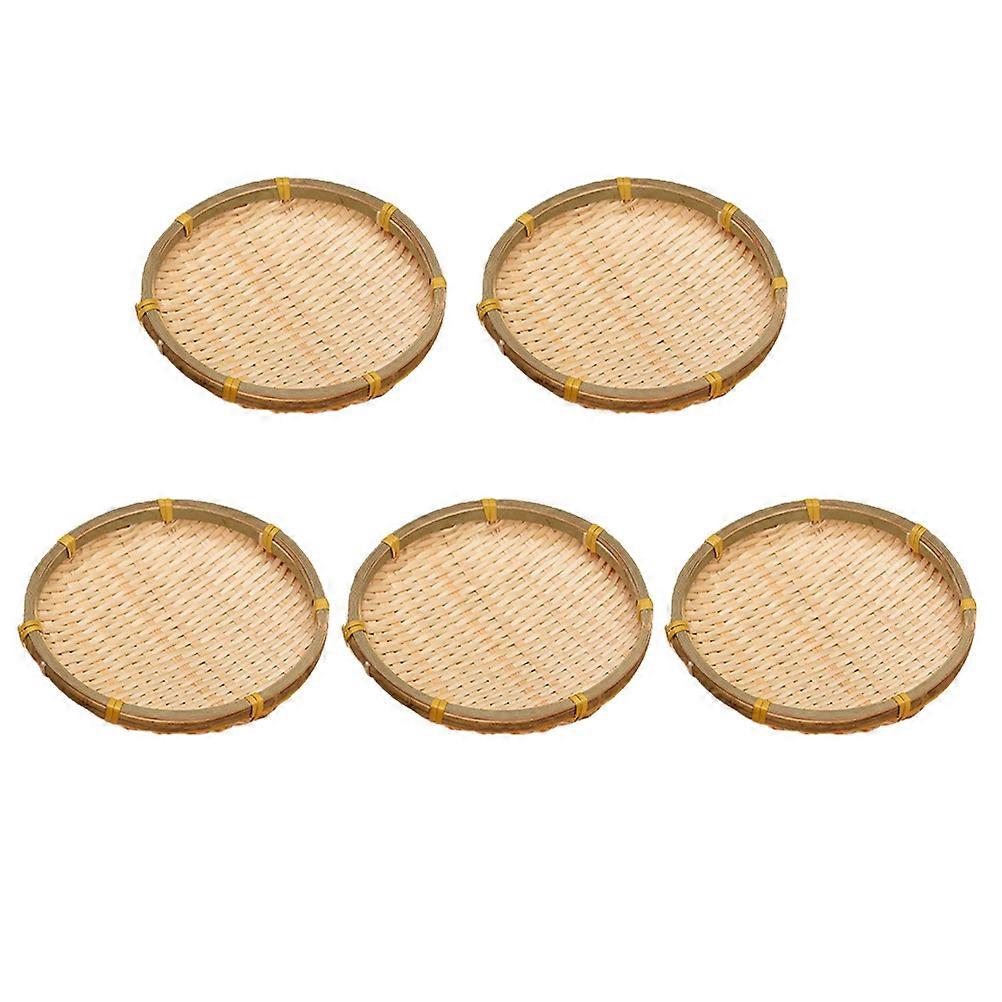 Bamboo Weaving Sieves Handmade Basket Restaurant Supplies Assorted Color Simple Design Storage 5Pcs