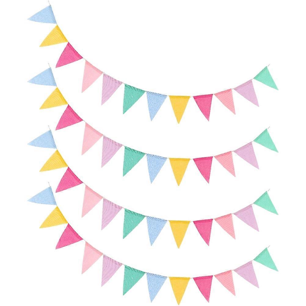 Party Bunting Decorations Triangle Banner Decorations Colorful 4M per Banner Atmosphere Enhancement 4Pcs