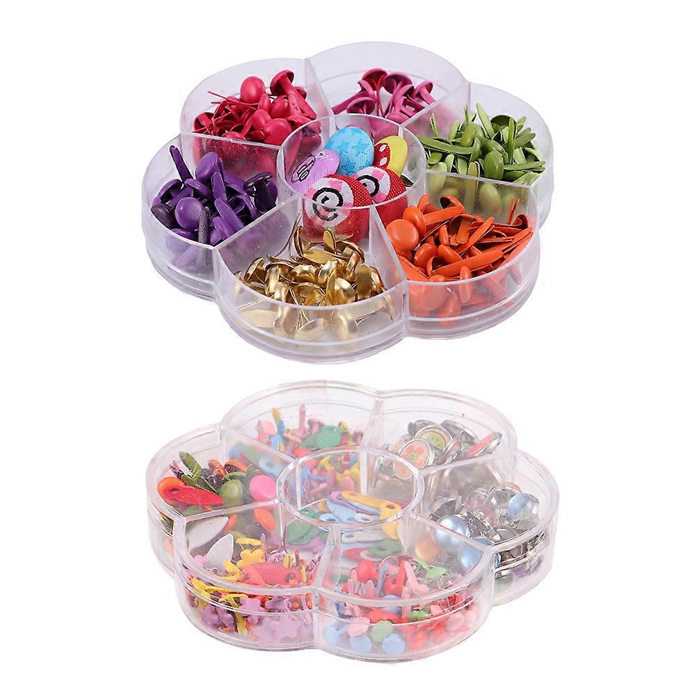 2 Boxes Mixed Metal Brads Colorful Decorative Fasteners for DIY Crafts Scrapbooking Handmade Projects Safe