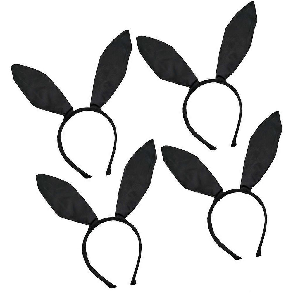 Black Bunny Ears Headband with Large Rabbit Ear Shape Made of Polyester Satin One Size Fits Most