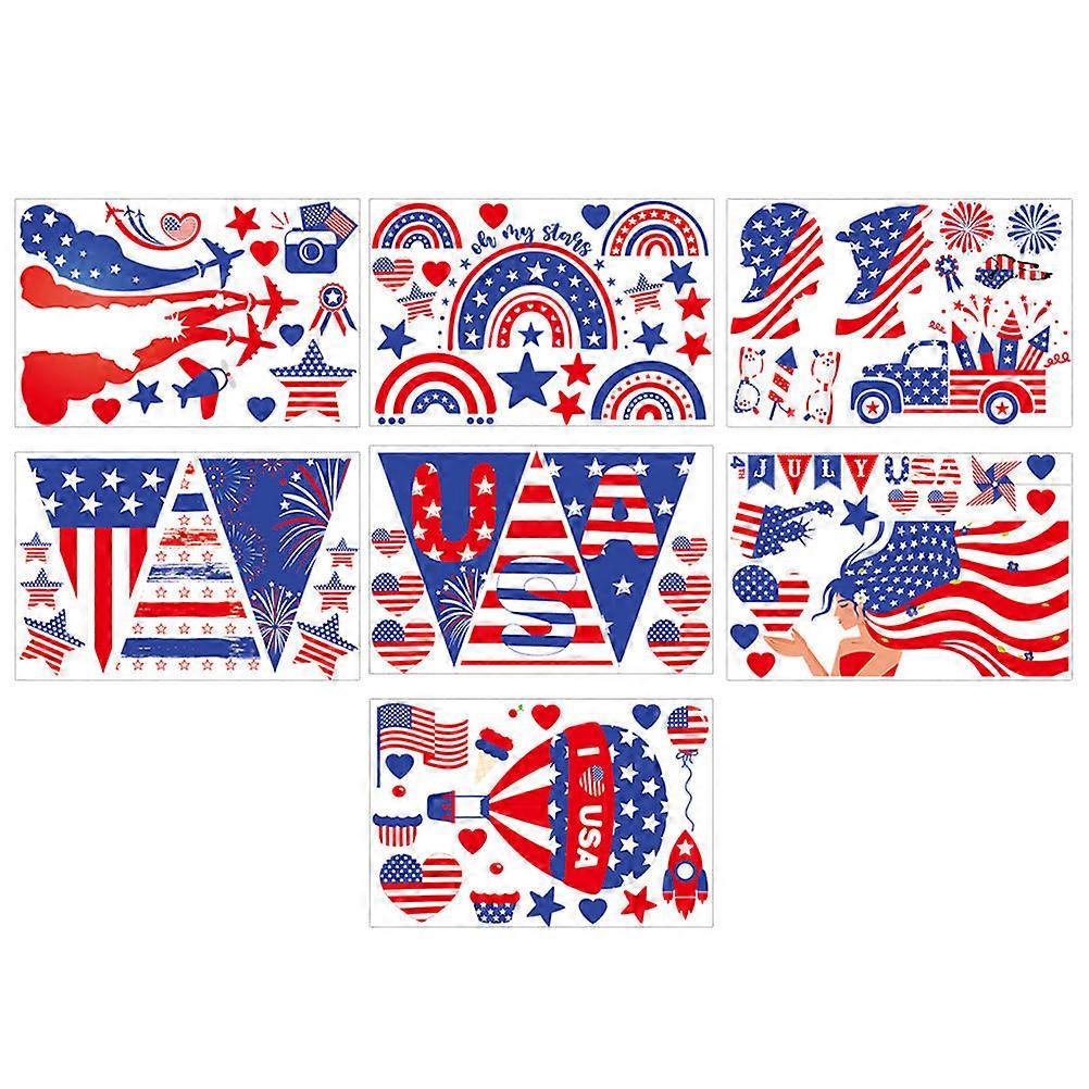 Decorative Window Cling Independence Day Design For 4th of July Celebration Colors PVC Material 1 Set