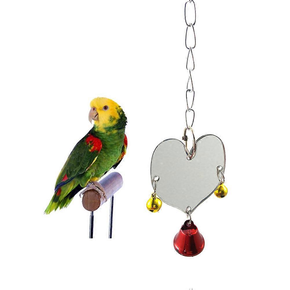 Parrot Toy Mirror with Silver Finish for Bird Cages to Relieve Stress and Boredom 2.5 Inch