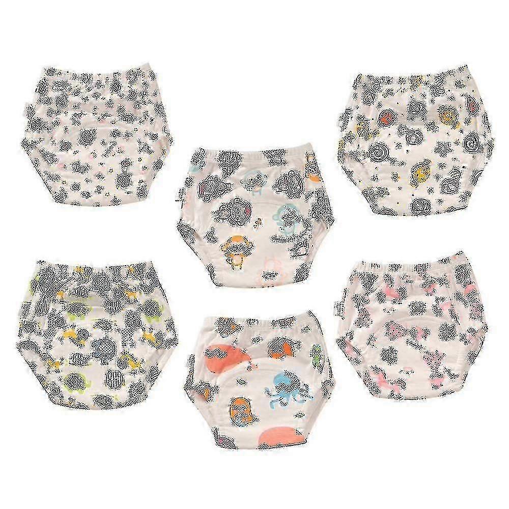 6 حزمة للجنسين القطن قابلة لإعادة الاستخدام قعادة التدريب الملابس الداخلية تنفس طفل صغير بنين وبنات بول تدريب السراويل الداخلية للماء تدريب السراويل