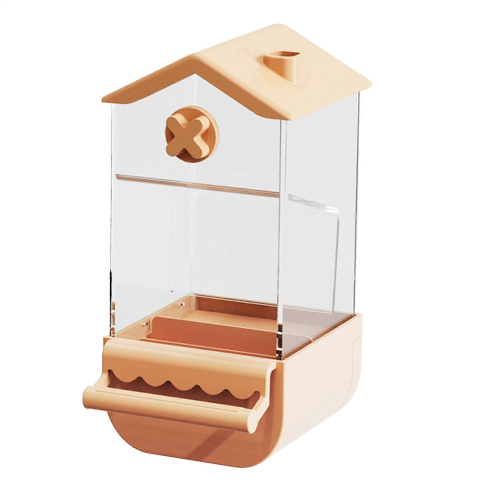 Automatic Bird Feeder For Cage Splash-Proof Budgies And Cockatiels Feeding Container Yellow