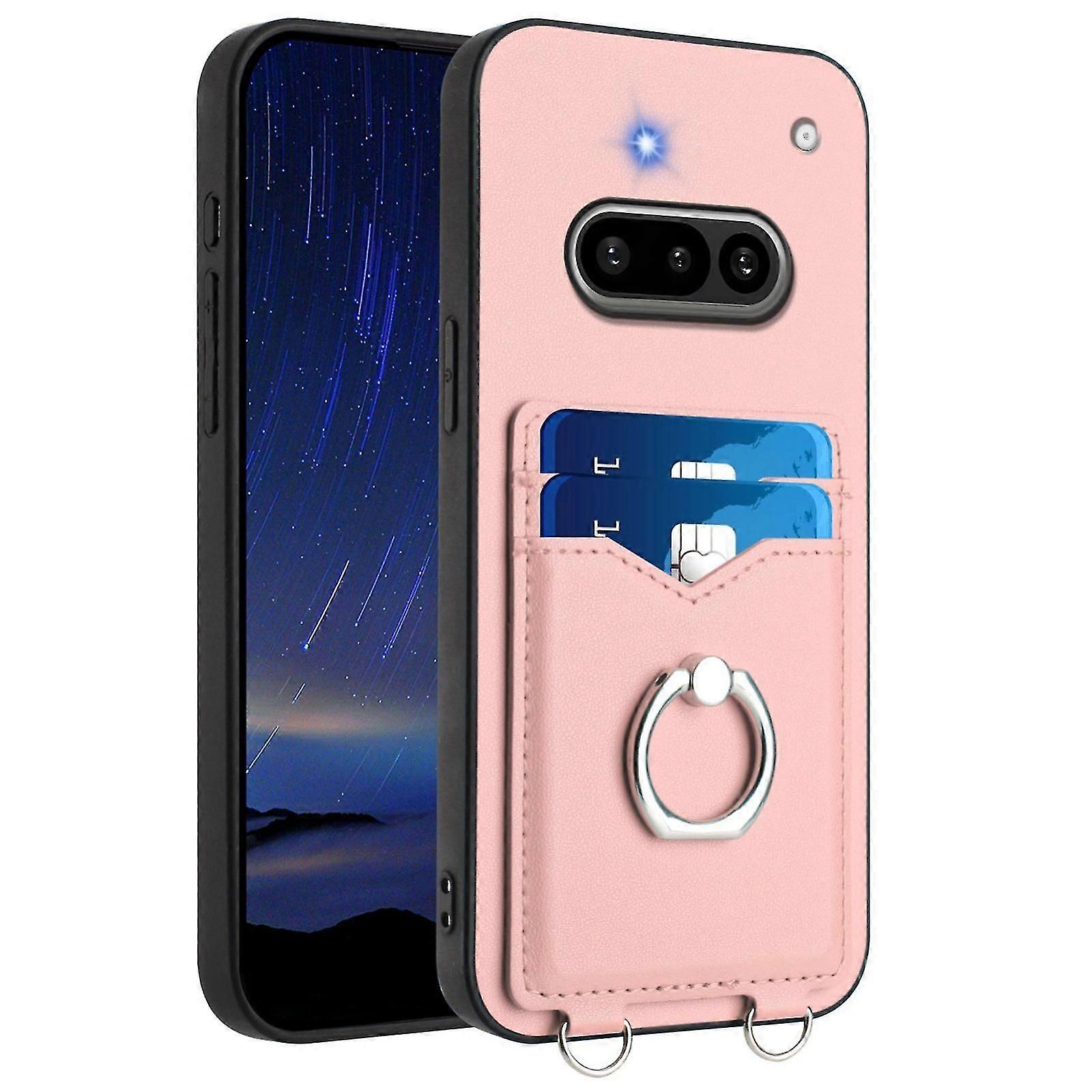 R20 Ring Card Holder Phone Case Wallet Cover with Built-in Card Slots and Kickstand Functionality