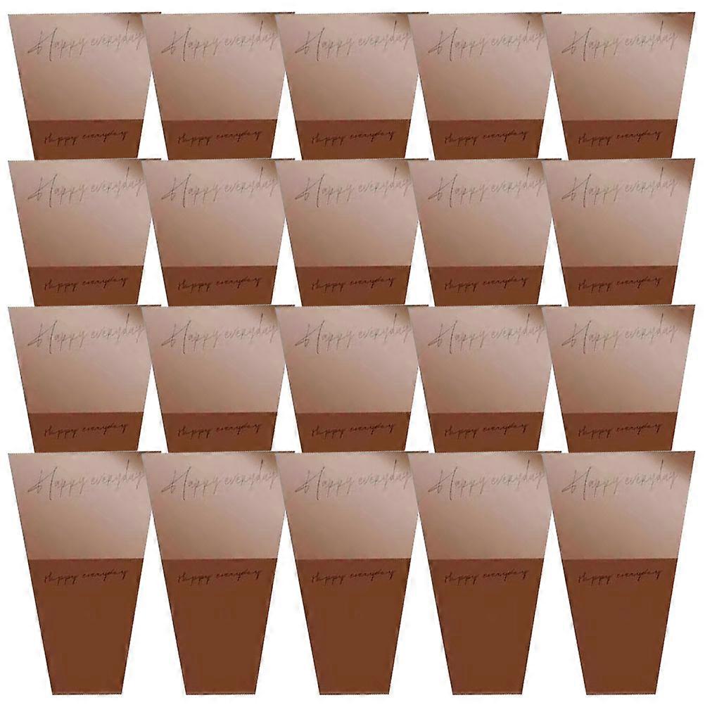 20pcs Kraft Flower Sleeves with Clear Window, Matte Backing, Open Bottom Design for Bouquets, Fresh Roses, Valentine's Day, Weddings & Gifts Packaging