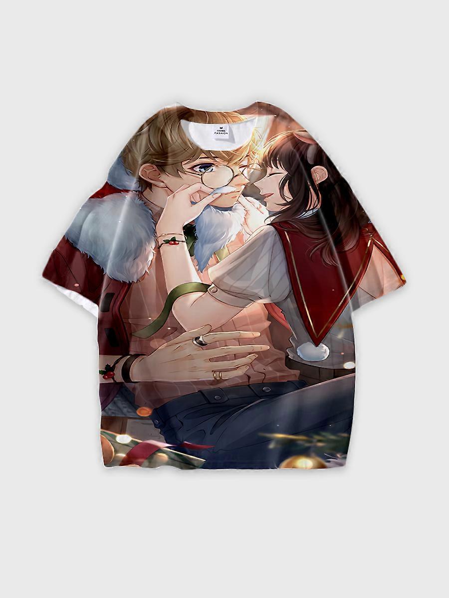 T-shirt round neck Role Pattern loose short sleeve E1102