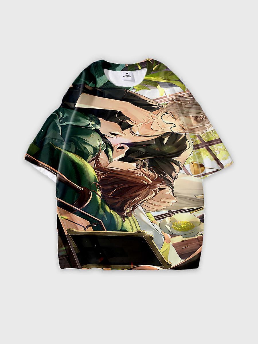 T-shirt round neck Role Pattern loose short sleeve E2354