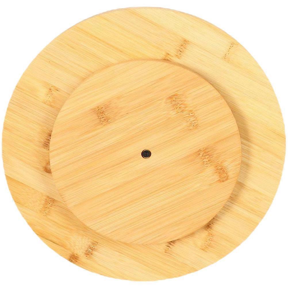 Bamboo Turntable Organizer for Storage Khaki Color Premium Quality Multi Use Rotating Tray 12.5 Inches