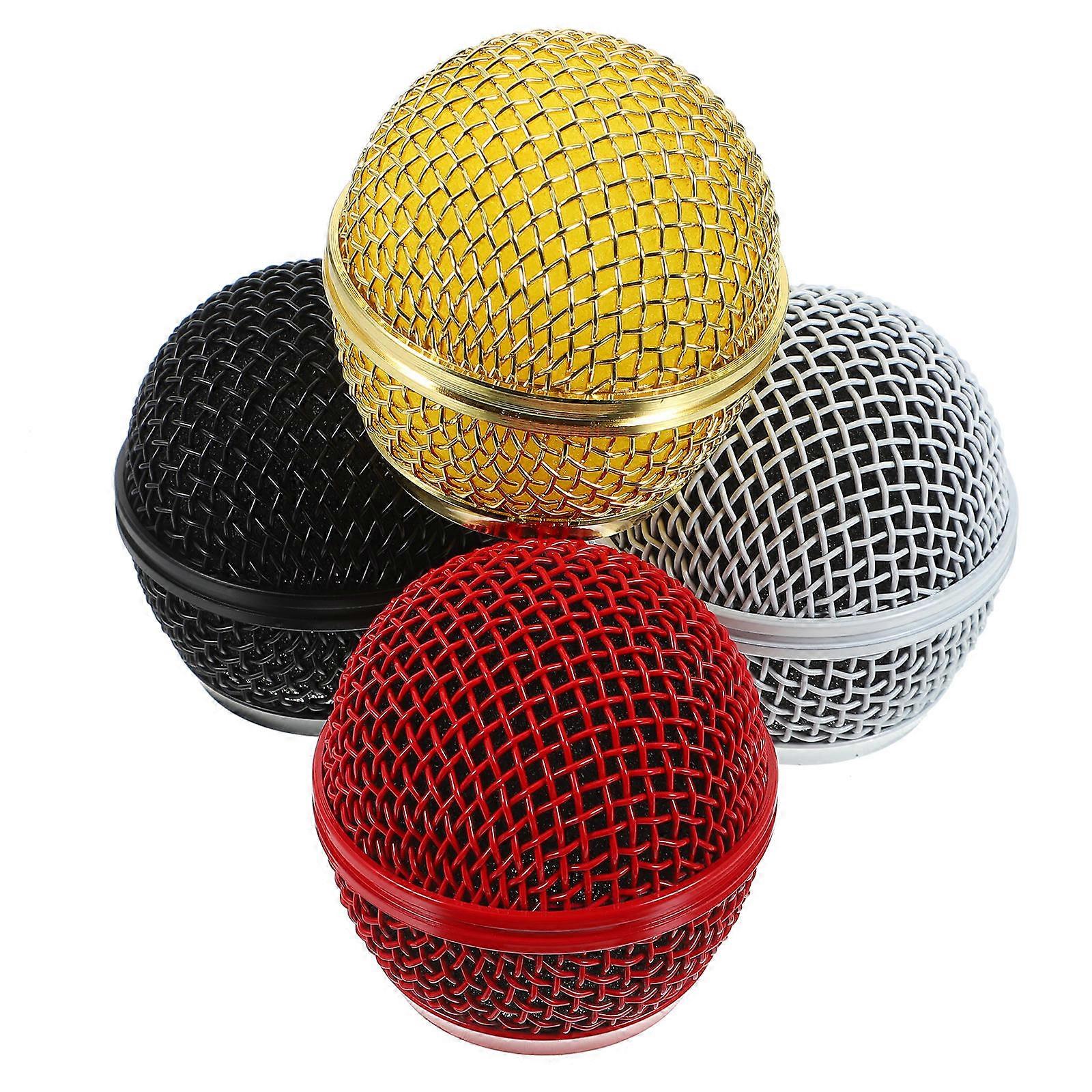 Microphone Grille Metal Mic Head Accessory for Recording Performance Live Events Circular Shape Standard Design 4Pcs