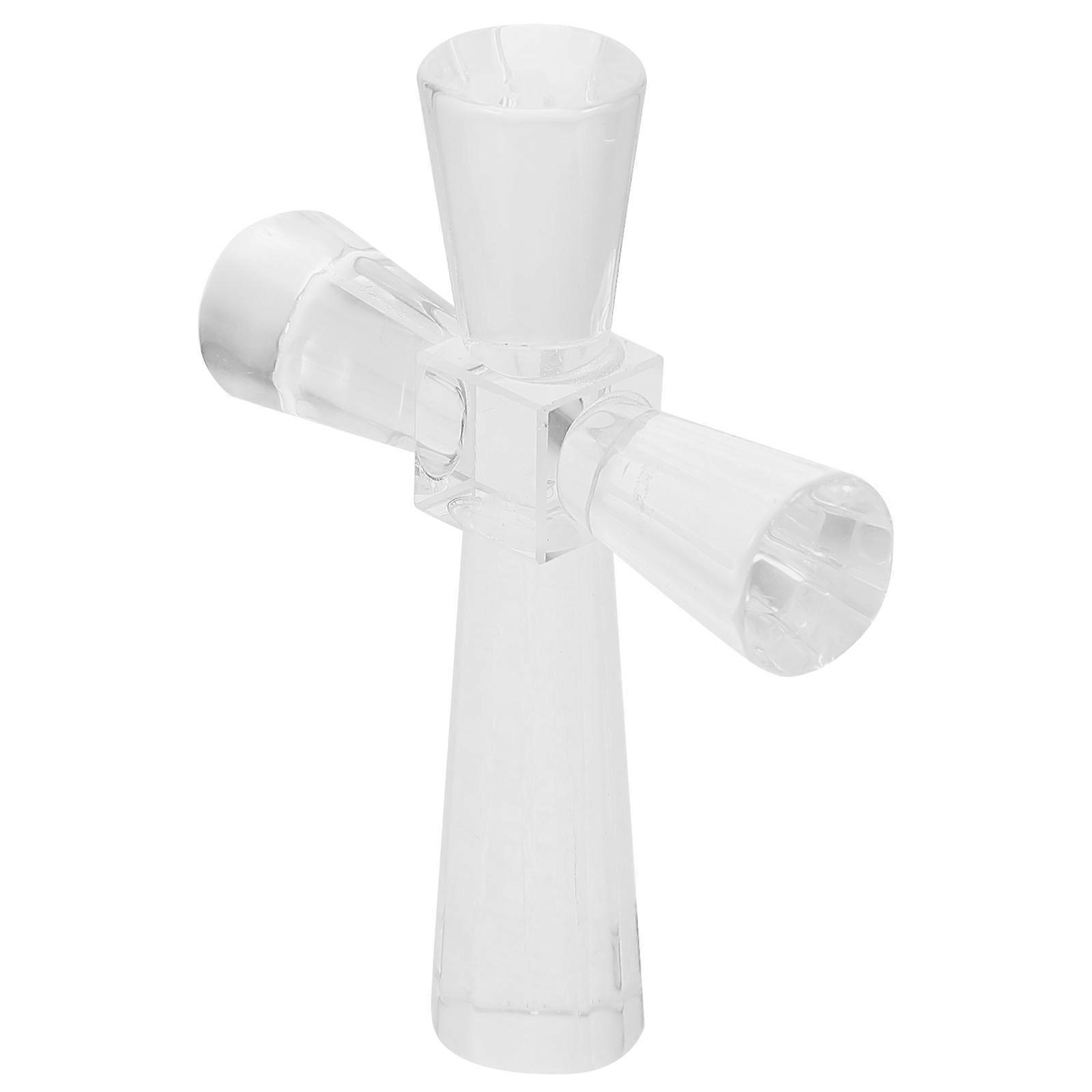 White Crystal Cross Desk Sculpture for Decoration Excellent Craftsmanship Smooth Surface Safe to