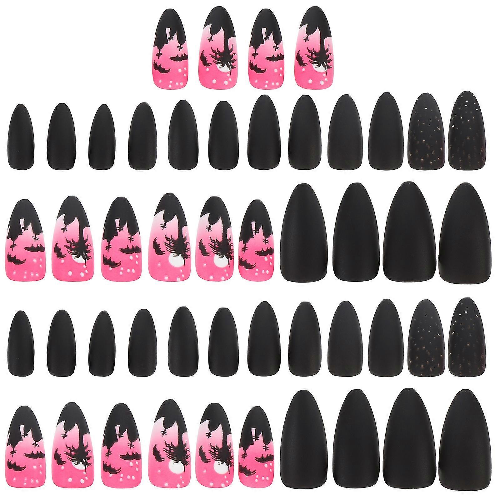 Assorted Color Fake Nails Set Of 48Pcs Designed For Women And Girls Perfect For Halloween Nail Art