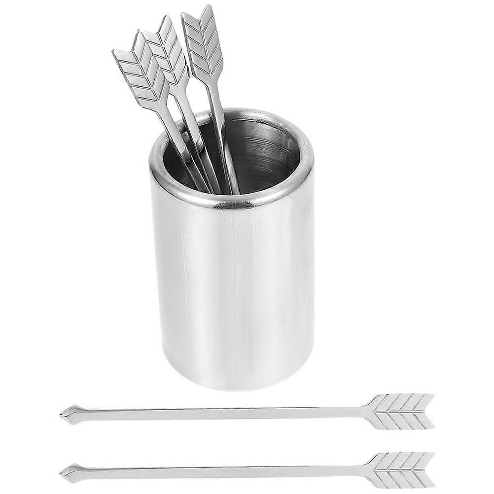 Stainless Steel Fruit Fork Set with Storage Container   Reusable Cocktail Picks for Appetizers, Decorative Stir Sticks for Parties and Events