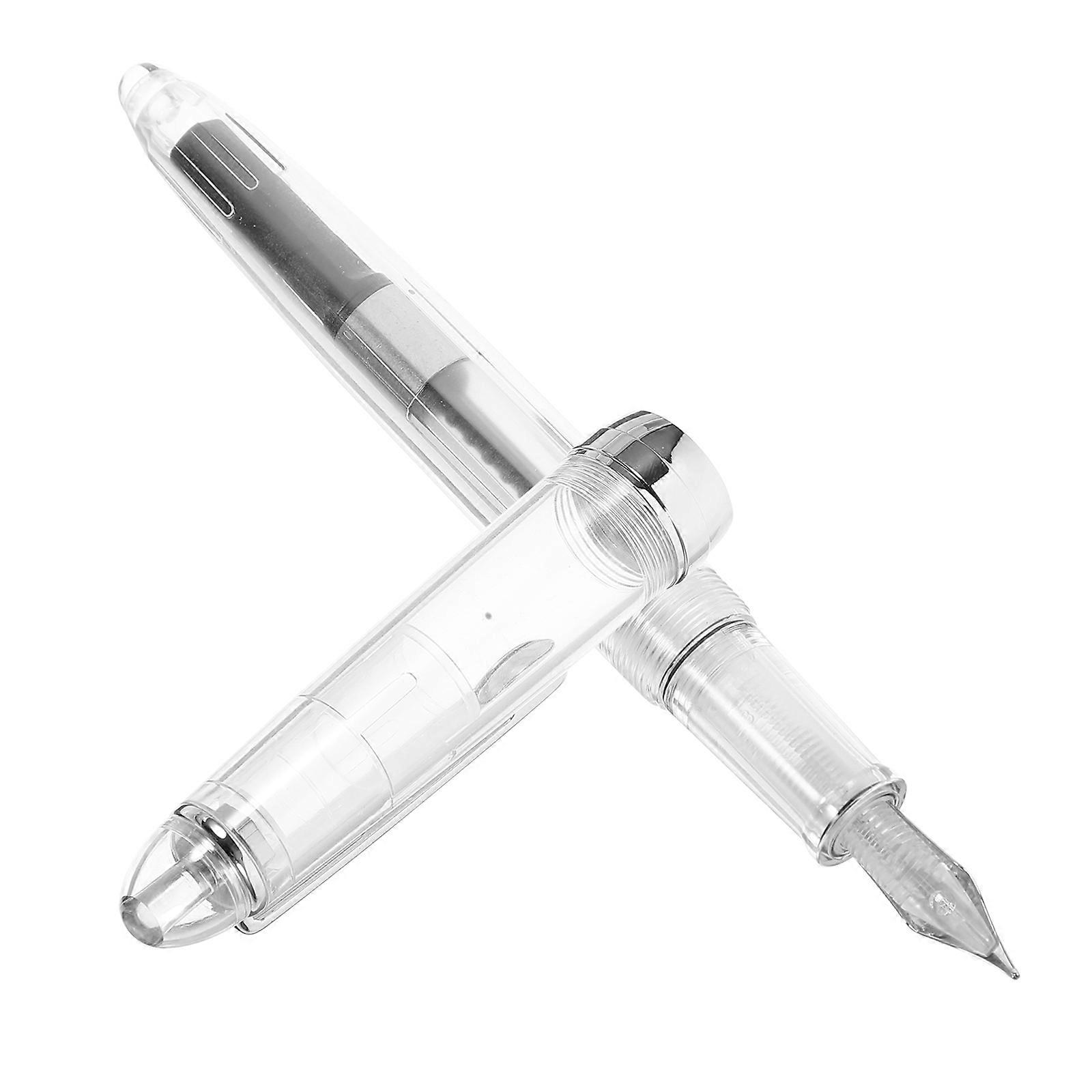 Transparent Acrylic Portable Fountain Pen for Calligraphy with Ink Absorber, Lightweight Smooth Writing Multi Function Pen with Ergonomic Design for