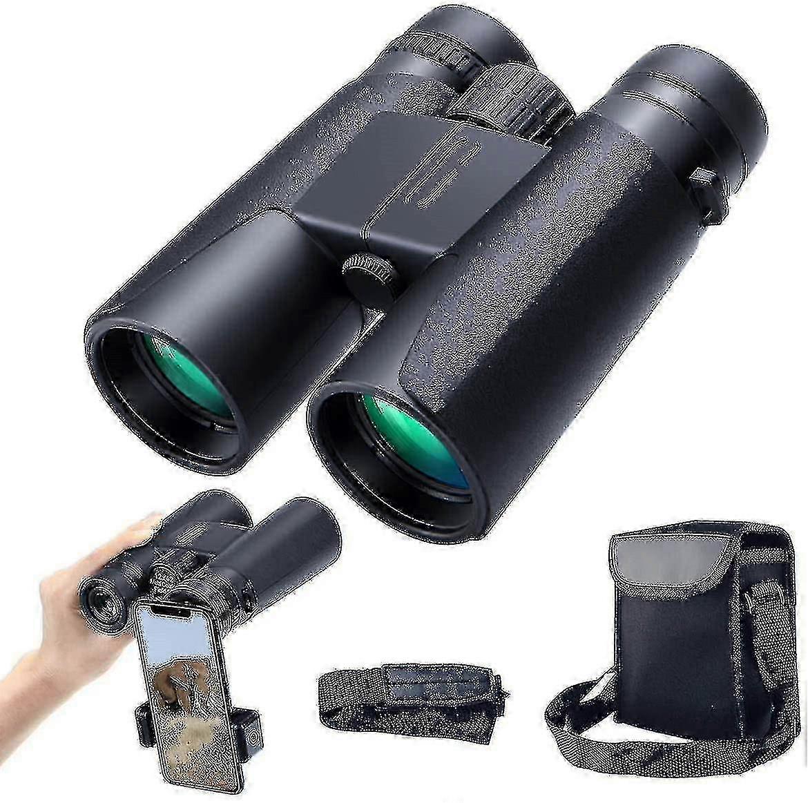 Une paire de jumelles étanches 12x42 avec un toit, un prisme BaK4, un objectif FMC, une vision nocturne et une vue HD claire pour que les adultes puissent observer les oiseaux