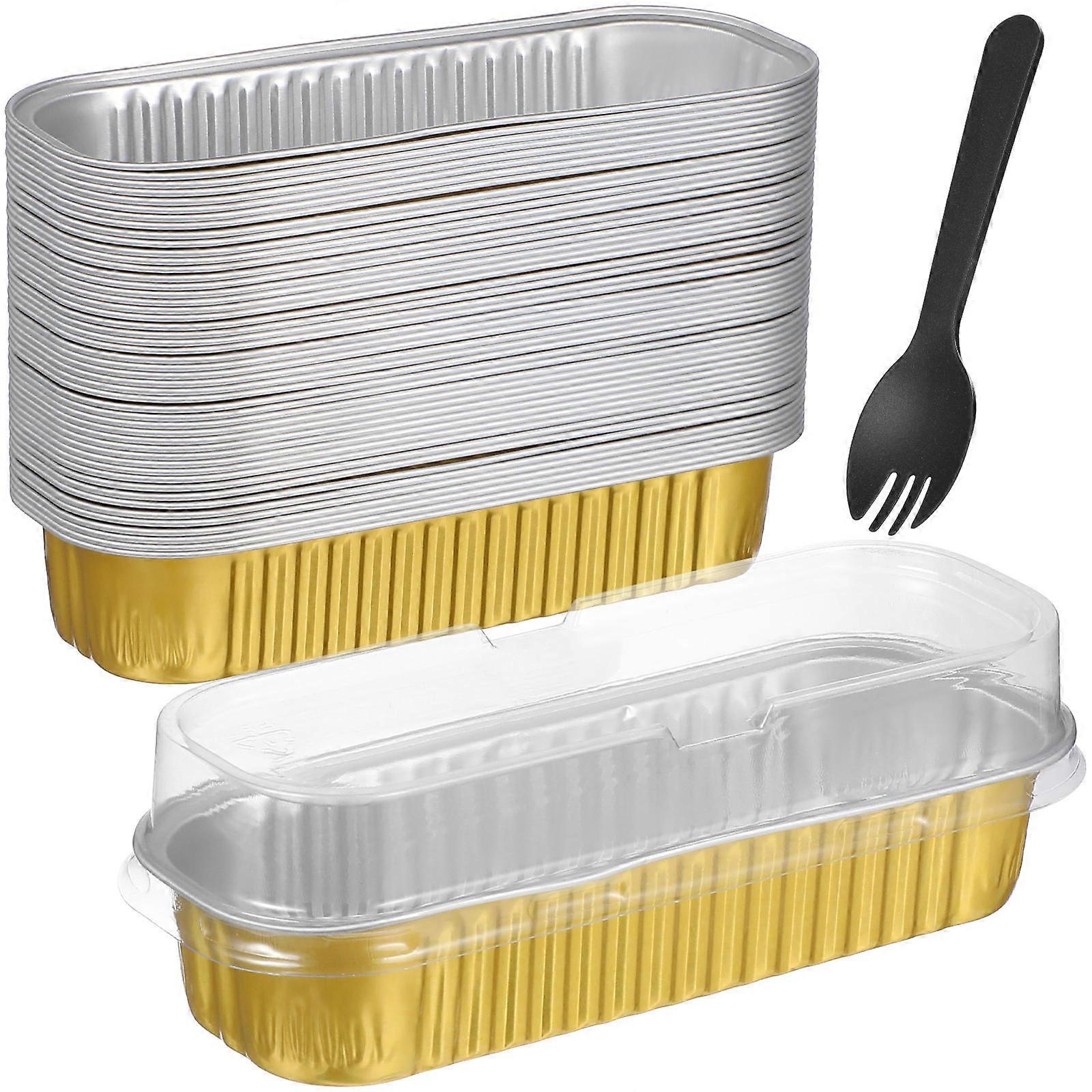 Cake Pans with Transparent Lids for Home Use Made of Aluminum Foil 50 Pcs