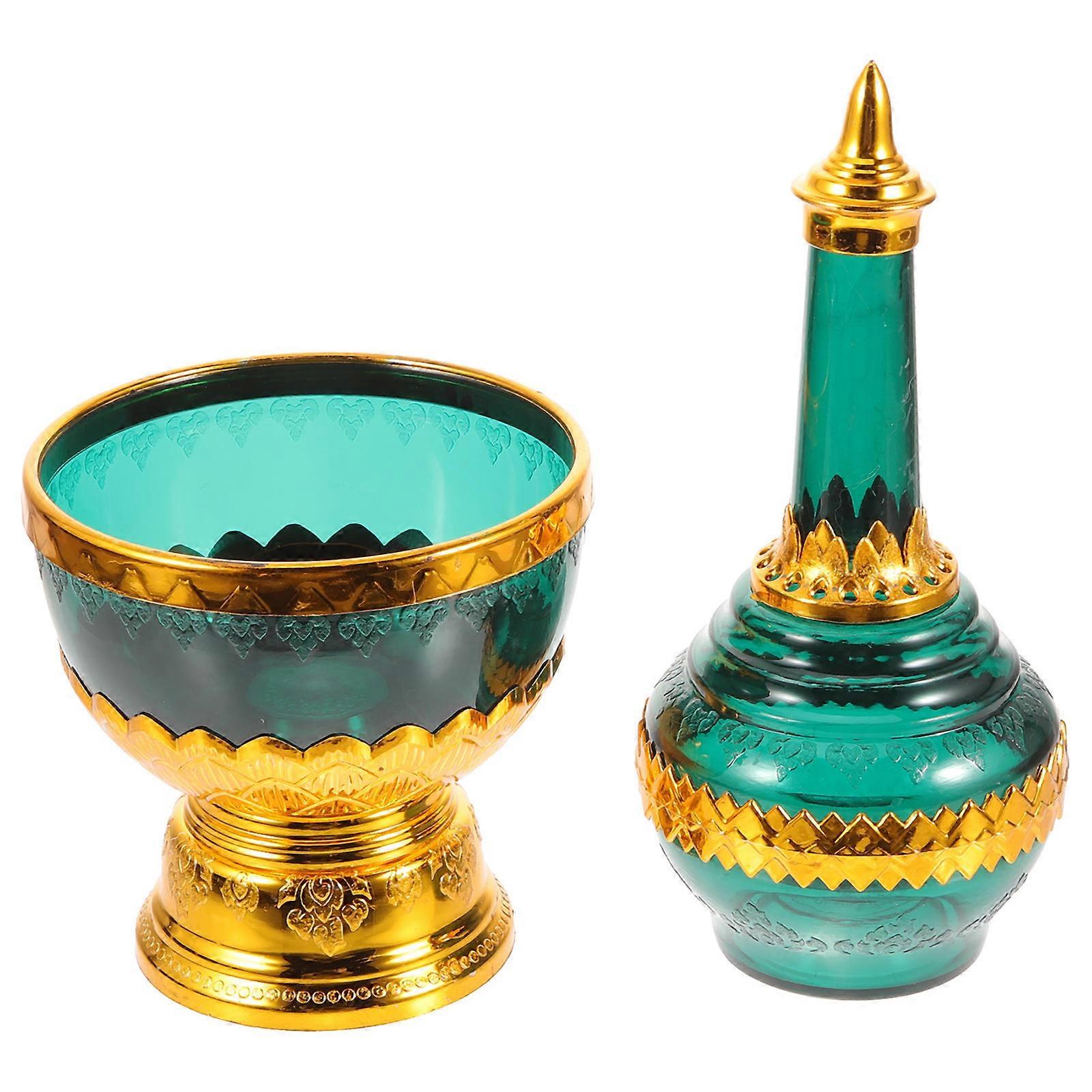 1 Set Sturdy Holy Water Offering Cup with Dipping Bottle for Home Temple Worship – Premium Creative Design for Buddhist Rituals Decoration