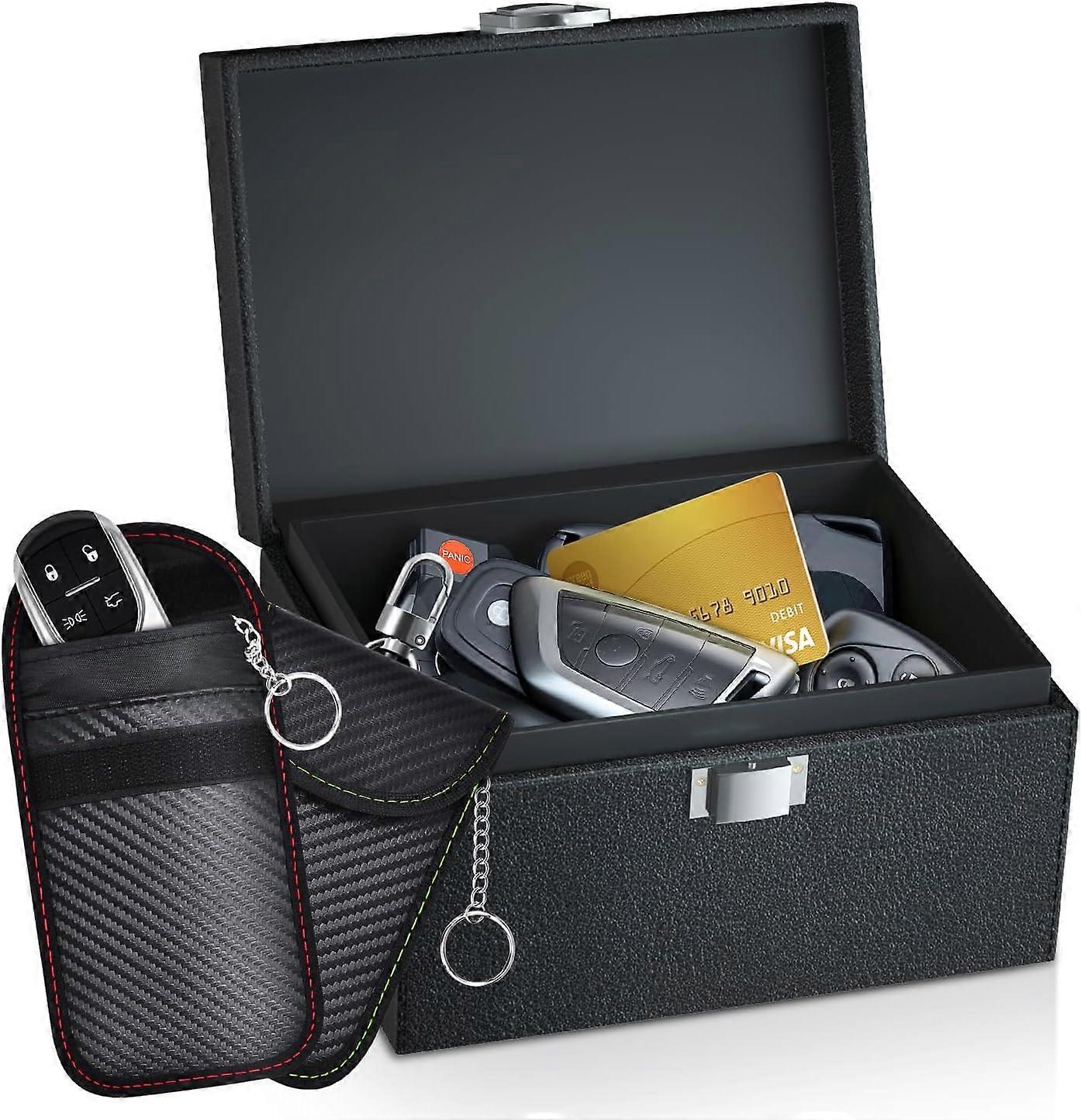 Faraday Key Fob Protector, 2 Pack Faraday Bags for Car Keys, RFID Signal Blocking Box for