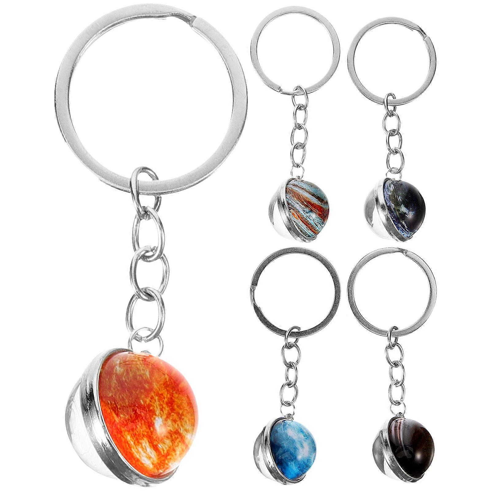 装飾用アソートカラー亜鉛合金プラネットキーホルダープレミアム品質クリエイティブリングサイズ5個