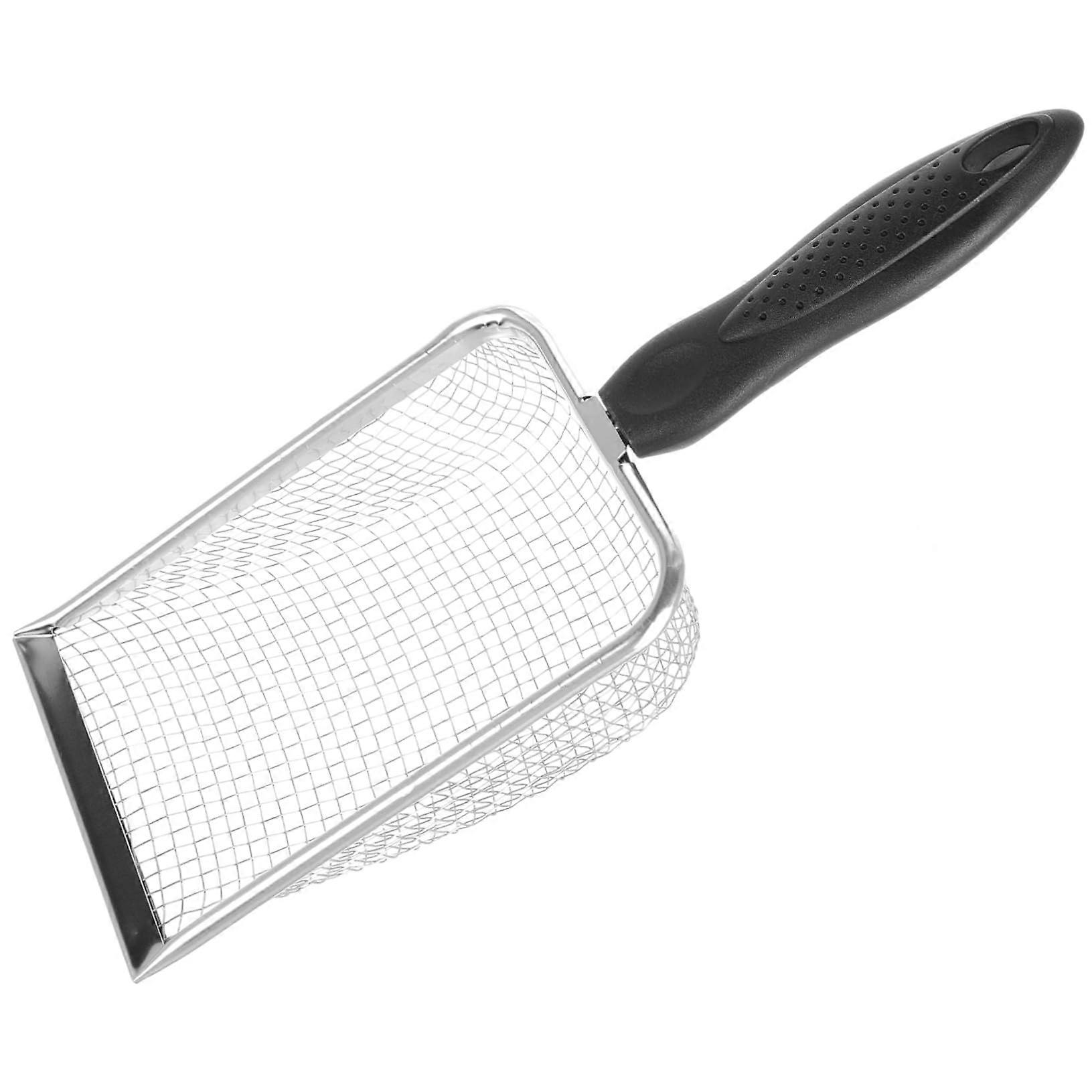 Reptile Sand Shovel With Sieve, Stainless Steel Bottom Mesh Filter, Black