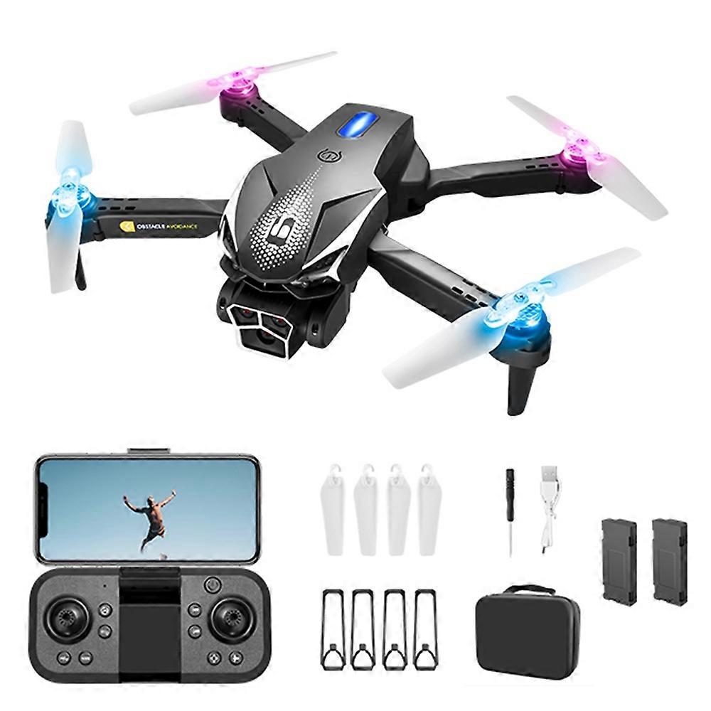 LU600 Four-Sided Obstacle Avoidance Folding Aircraft Cool Light HD Camera RC Drone with 2 Batteries