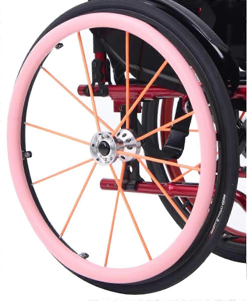 Rollstuhl-Schieberad-Felgenabdeckungen, rutschfeste Gummi-Greiffelgenschützer, Rosa, 22'