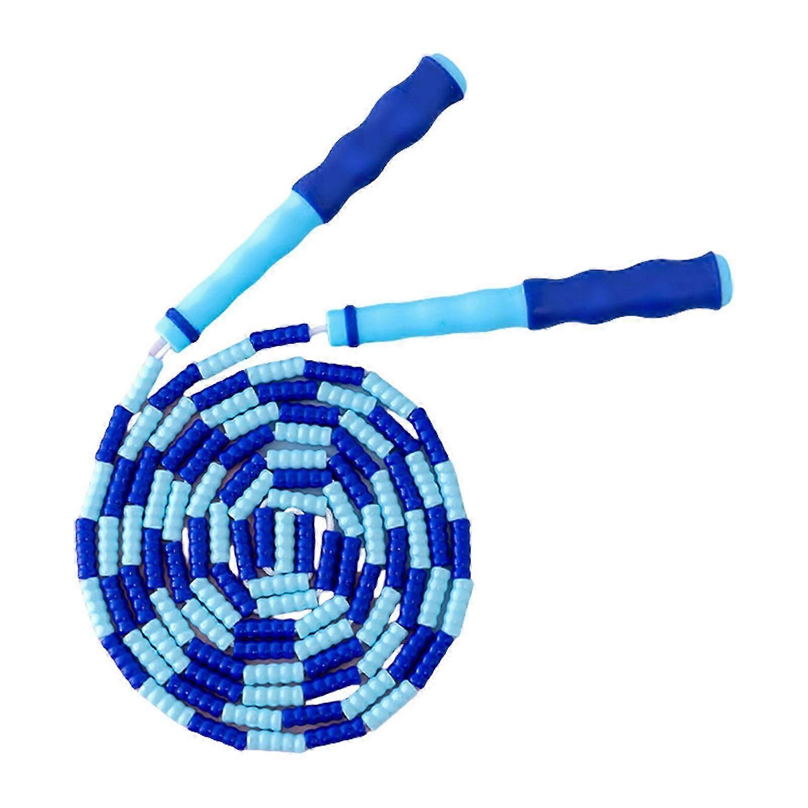 Jump Rope Soft Beaded Segmented Skipping Rope Adjustable Length Jumping Rope Gift for Kids Students Man and Women Blue