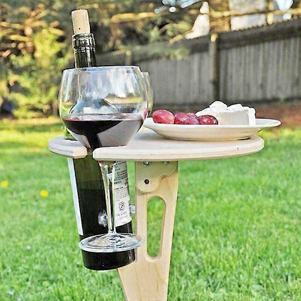 Portable Folding Wooden Wine Rack for Outdoor Use, Beach Picnic