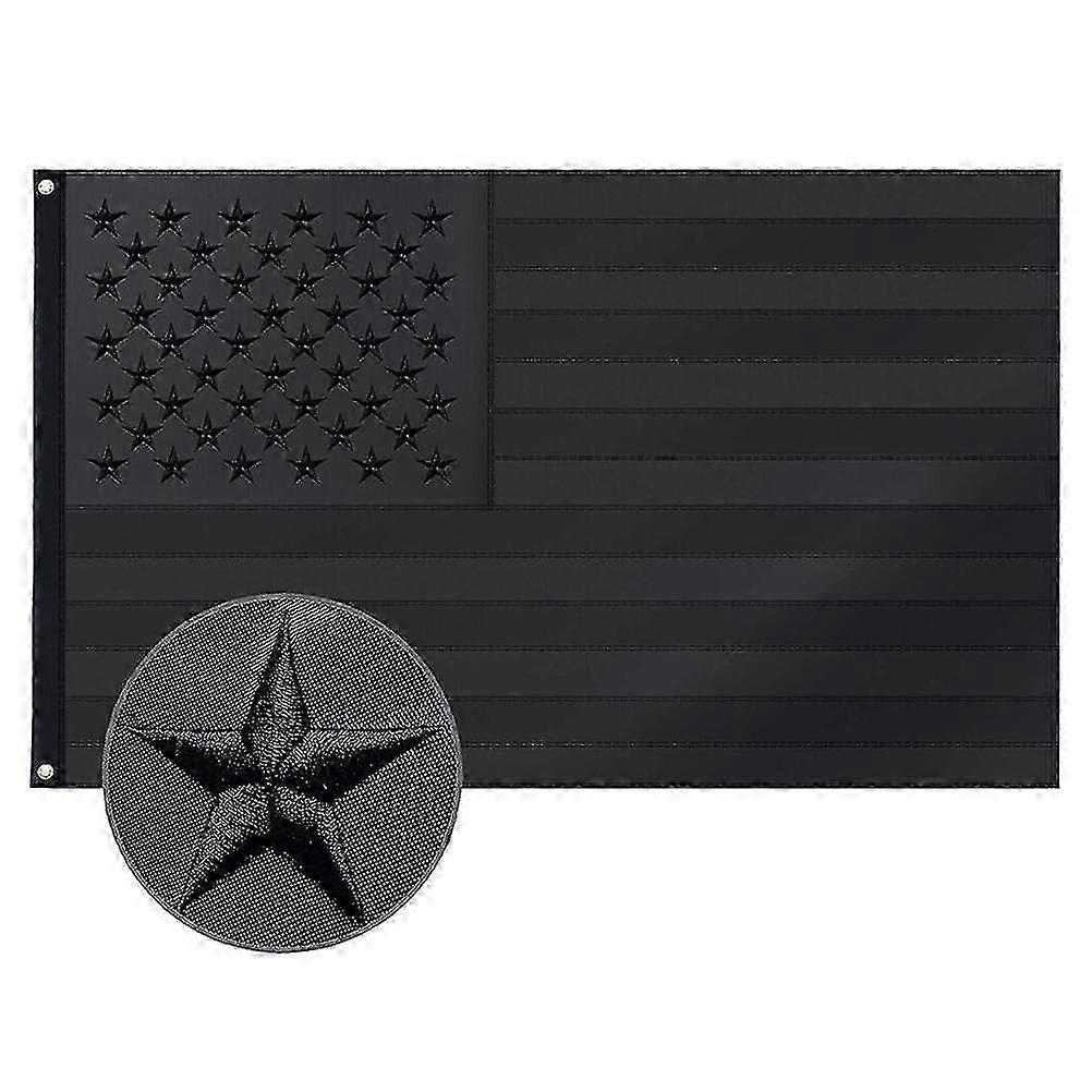 Bandiera americana tutta nera con strisce cucite, 90x150cm, occhielli in ottone, lunga durata