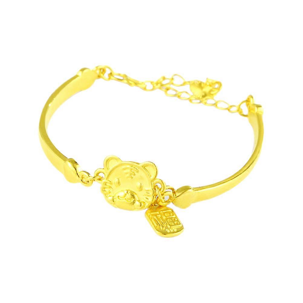 Golden Copper Tiger Charm Wristband for Decor with Fashionable Design and Durable Craftsmanship 1.5 Inch