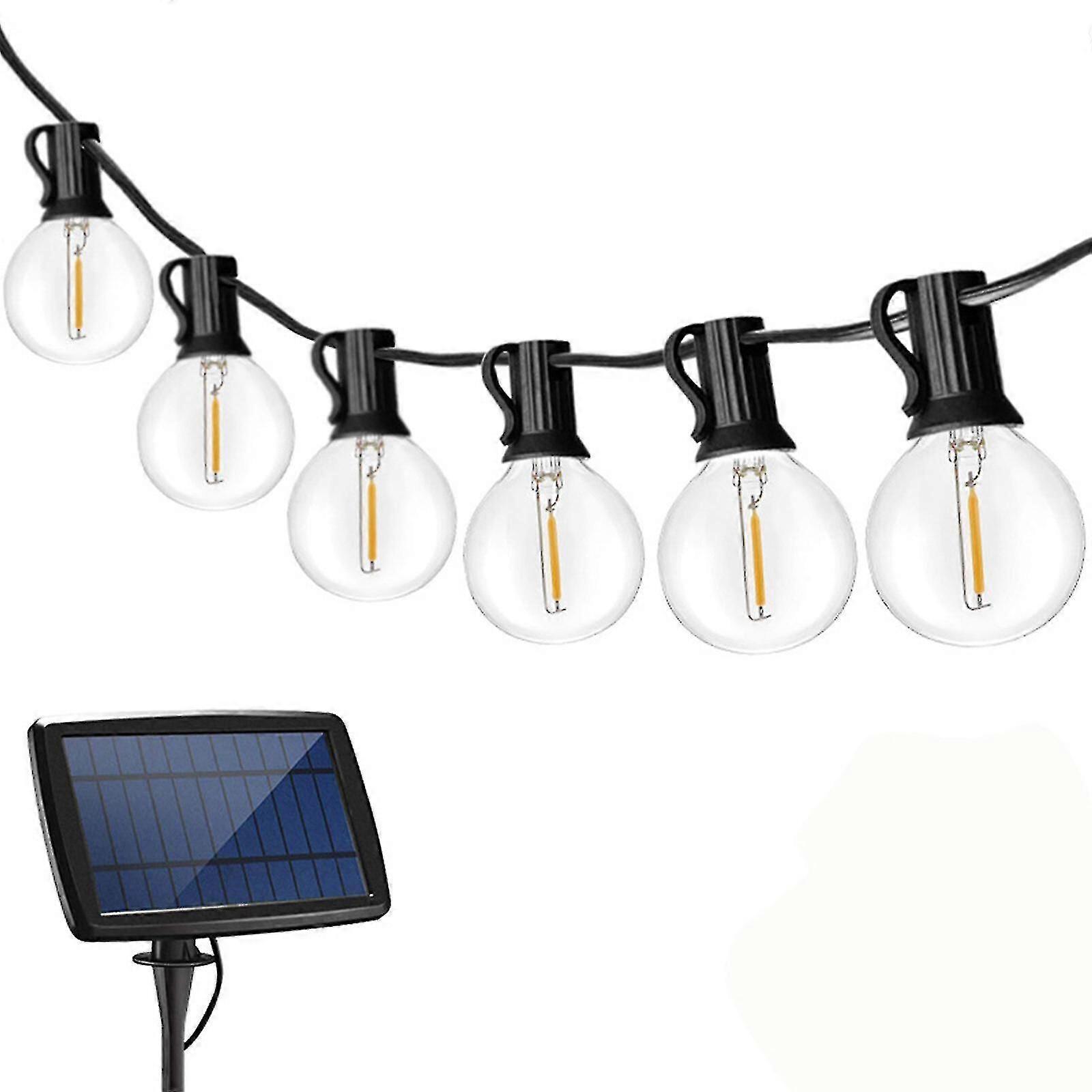 Solar String Lights G40, 30 E12 LED Bulbs, Warm White, Remote Control, IP44 Waterproof
