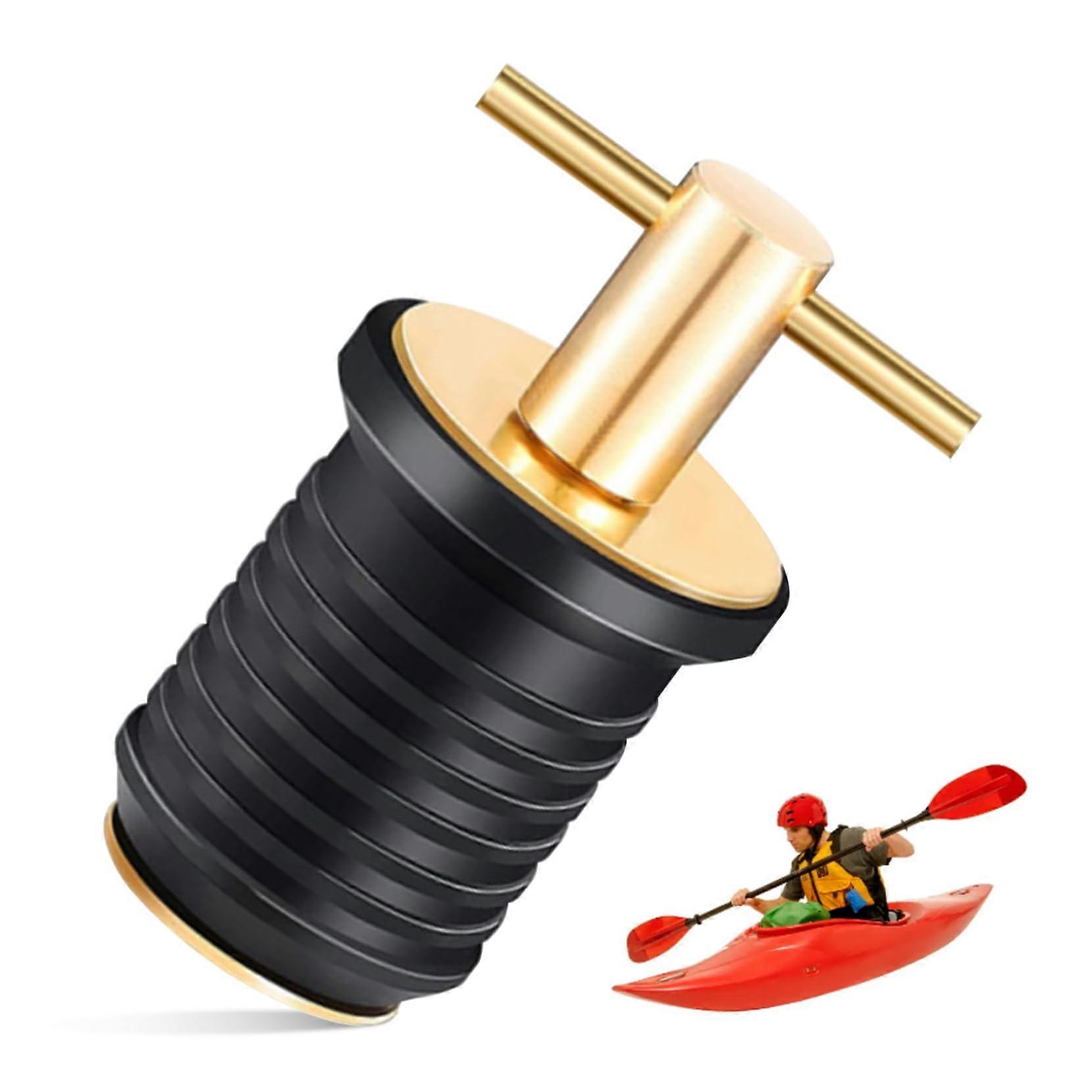 Boat Plug 1-1/4-Inch T-Shape Rubber Drain Plug With Brass Snap-Handle Drain Wrench Twist Turn