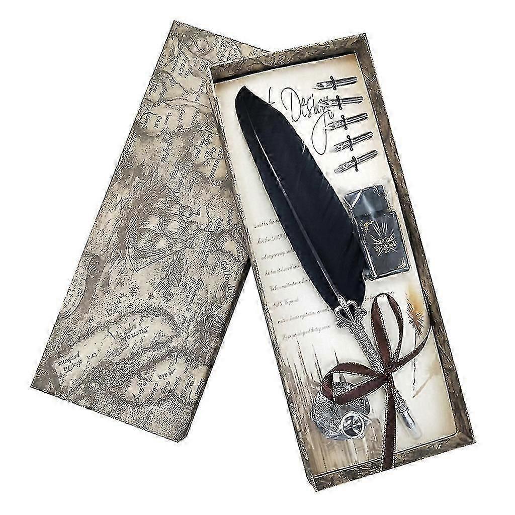 Antique Quill Feather Pen Set, Fountain Pen Set Writing Quill
