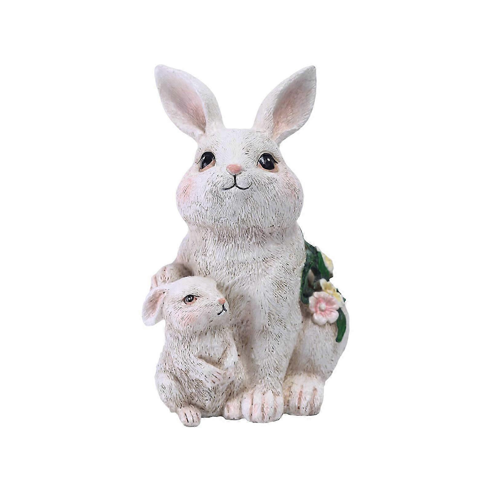 Outdoor Solar Lights Cute Rabbits Ornament Americans Outdoor Garden Simulation Animals Resin Decoration Garden Ornament