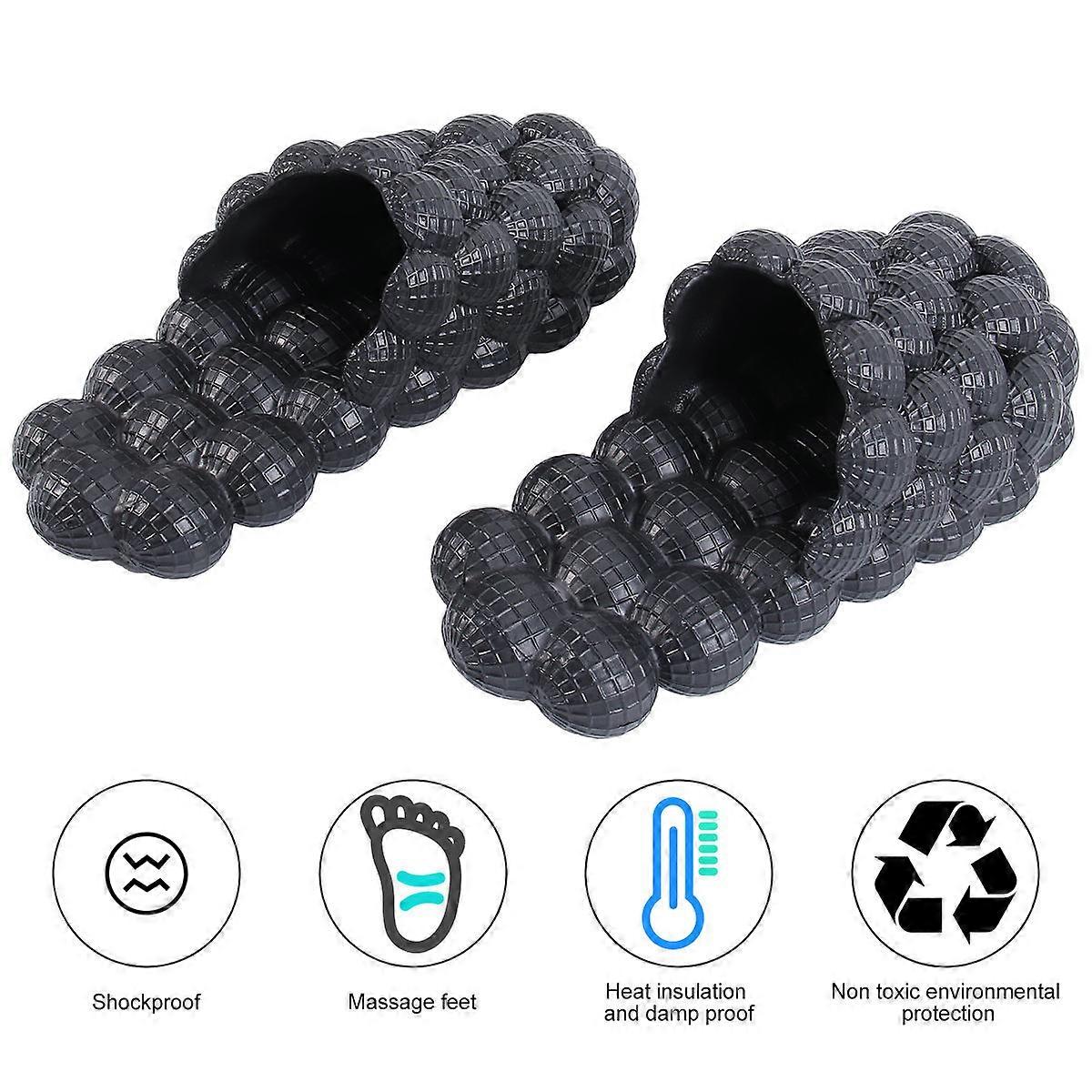 Nonslip Indoor Sandals with Personality Bubble Design for Wearing at Home Black EVA Size 1 Pair