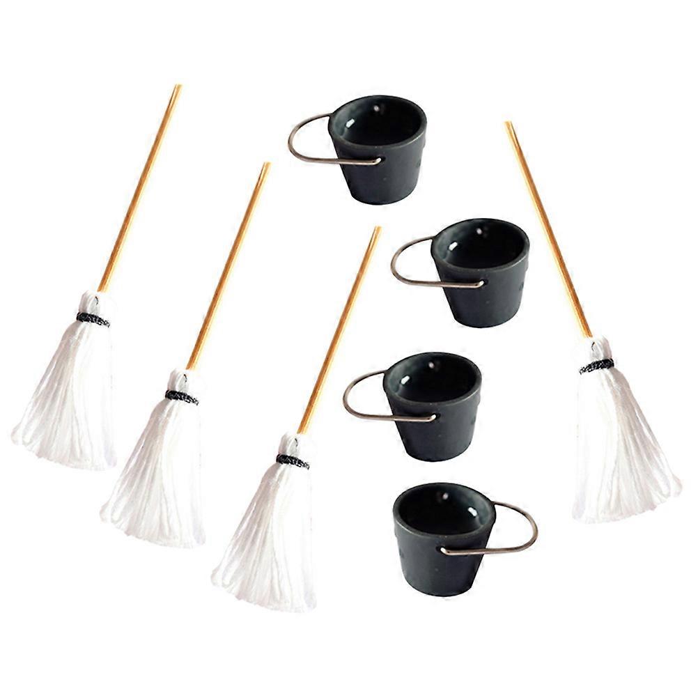 Miniature Mop and Bucket Cleaning Tools for Dollhouse DIY Crafts, Micro Landscape Accessories for Miniature House Supplies