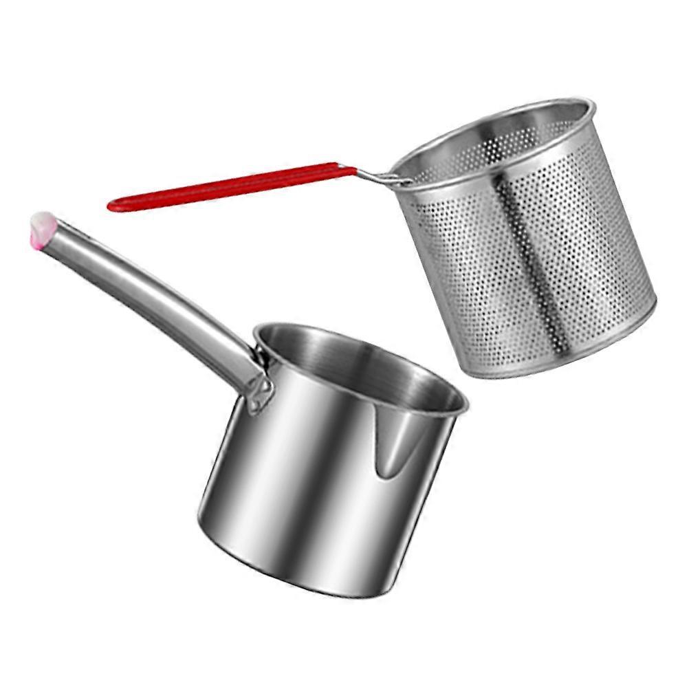 Stainless Steel Fry Basket with Handle for Home Use Ergonomic Design Easy Clean Silver 1 Set