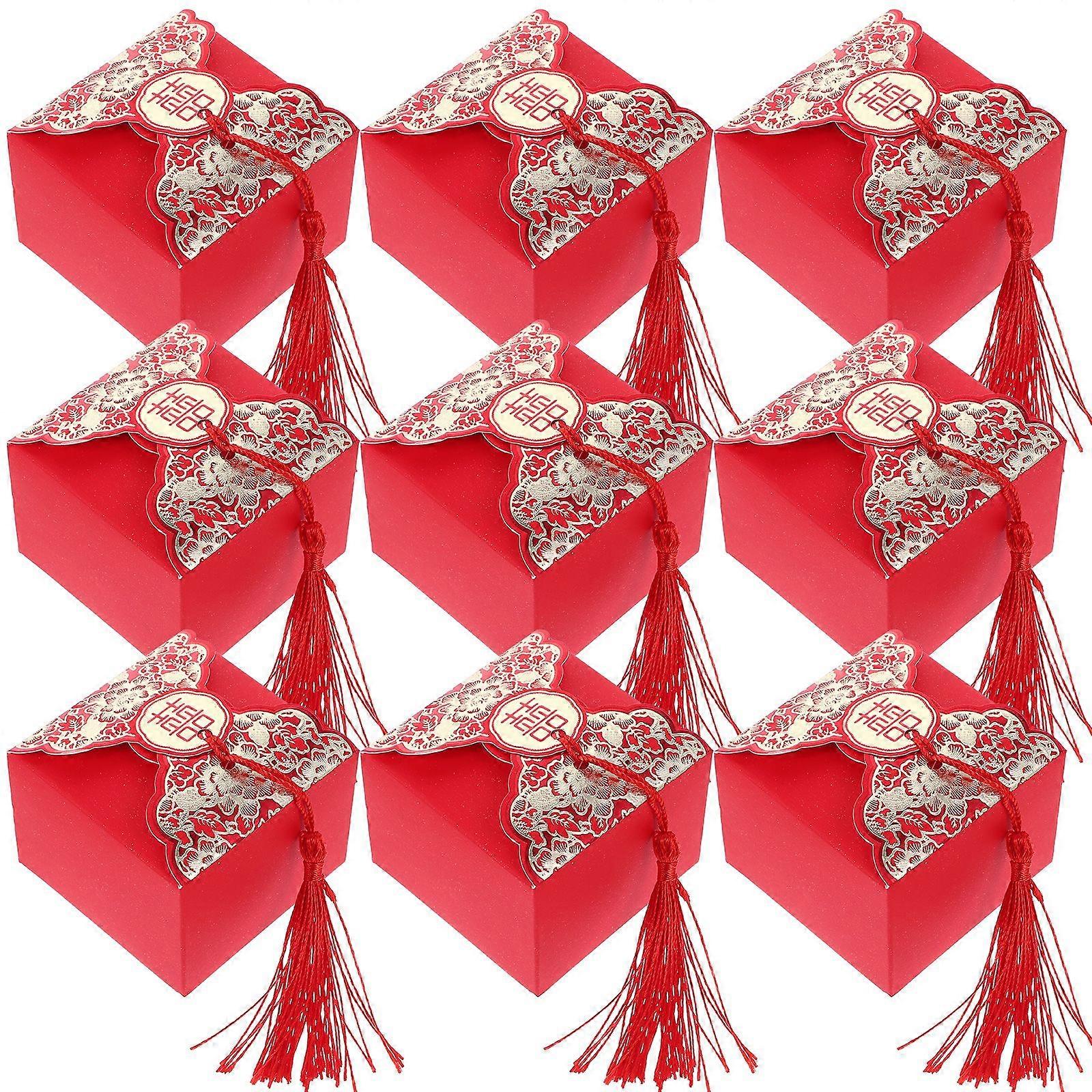 20 Pcs Exquisite Packing Gift Box Red Gift Candy Case Portable Wedding Candy Box