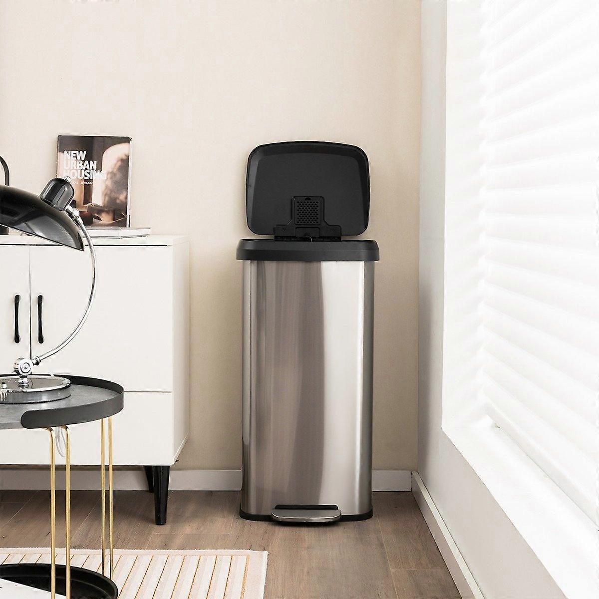 68L Kitchen Dustbin with Soft Closing Lid & Deodorization Tray Silver