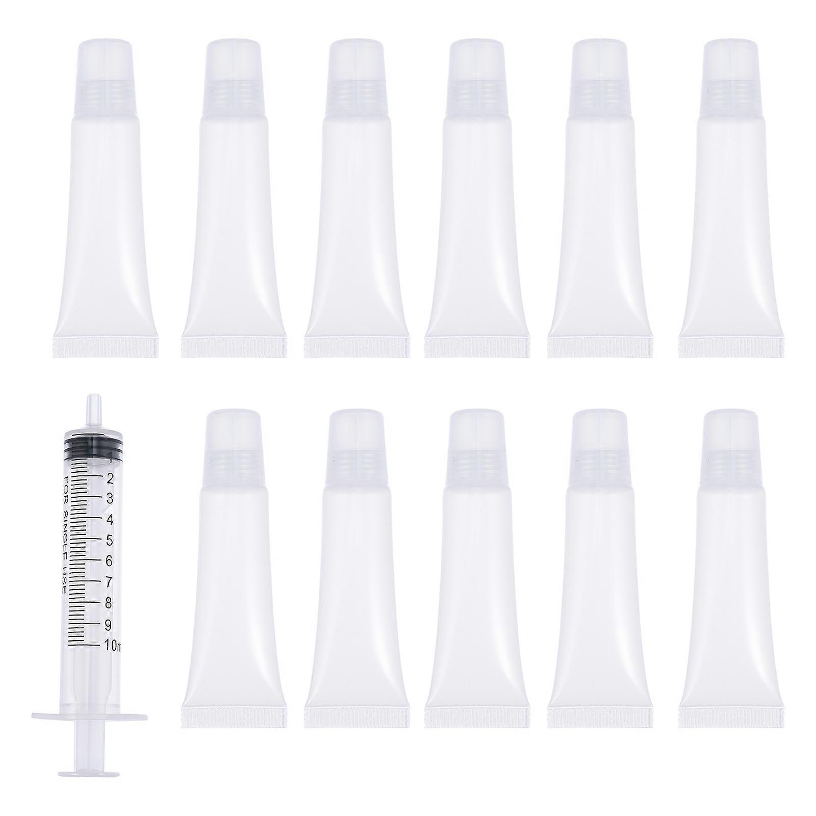 Transparent Plastic Lip Gloss Tubes for DIY 50 Pieces 10ml Refillable Containers with Syringe