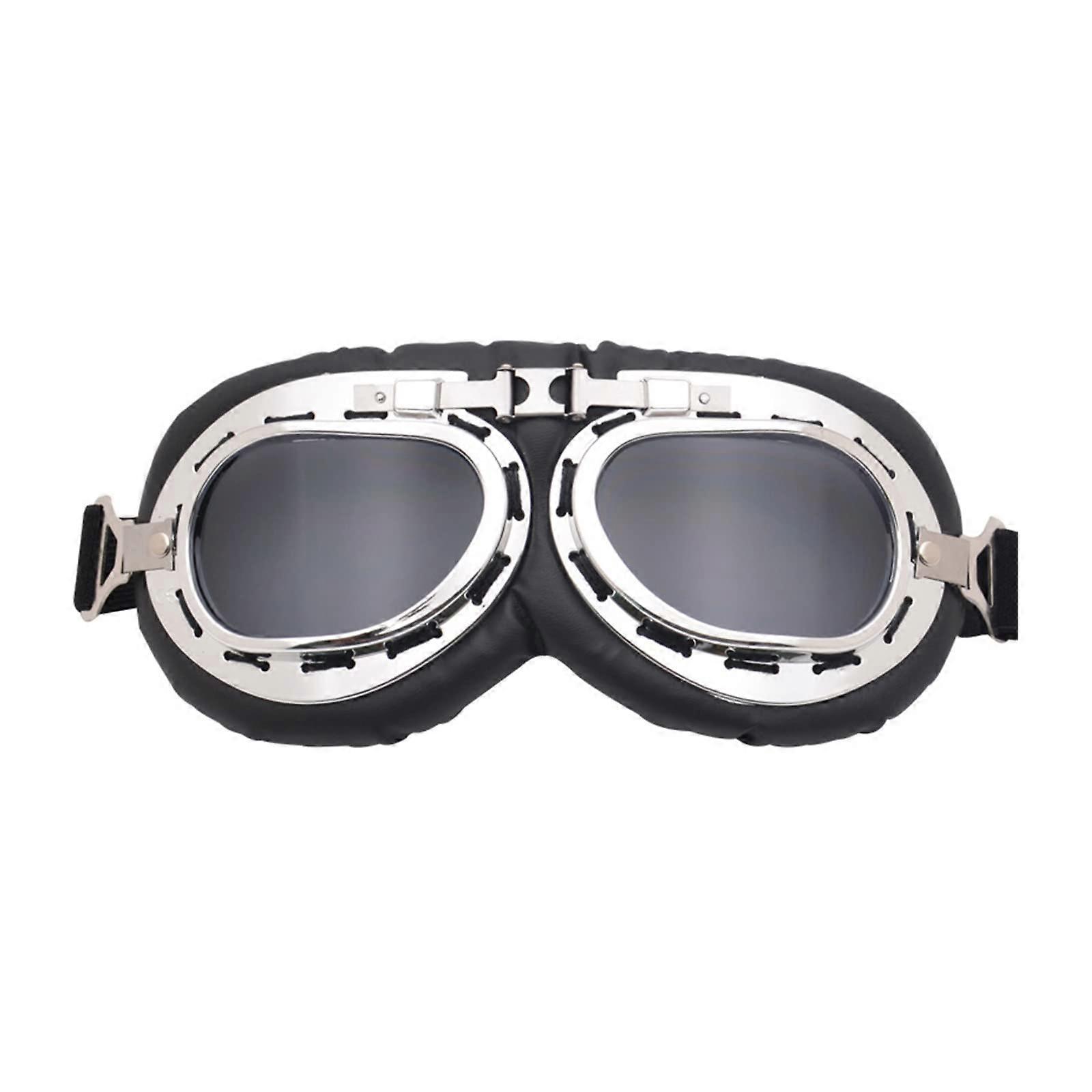 Motorcycle Goggles for Cruiser and Scooter - Retro Style Dustproof Windproof Scratch Resistant for Men and Women, Gray