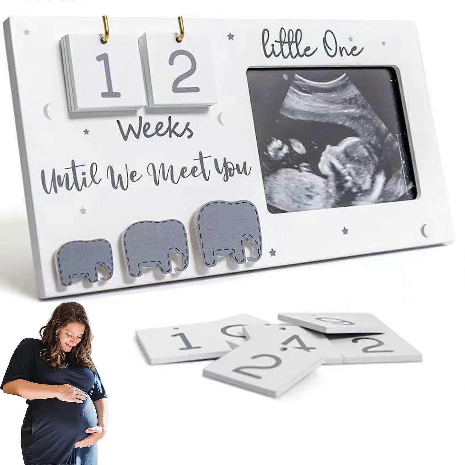 Baby Scan Photo Frame with Weeks Countdown Calendar for Pregnancy Announcement and Mum to Be Gifts