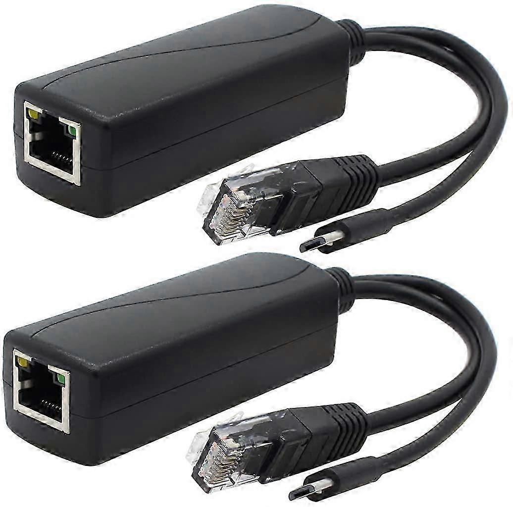 Pachet de 2 Splitter PoE Gigabit, de la 48V la 5V Adaptor Micro USB Ethernet 2.4A, Funcționează cu Raspberry Pi 3B+, Cameră IP și multe altele