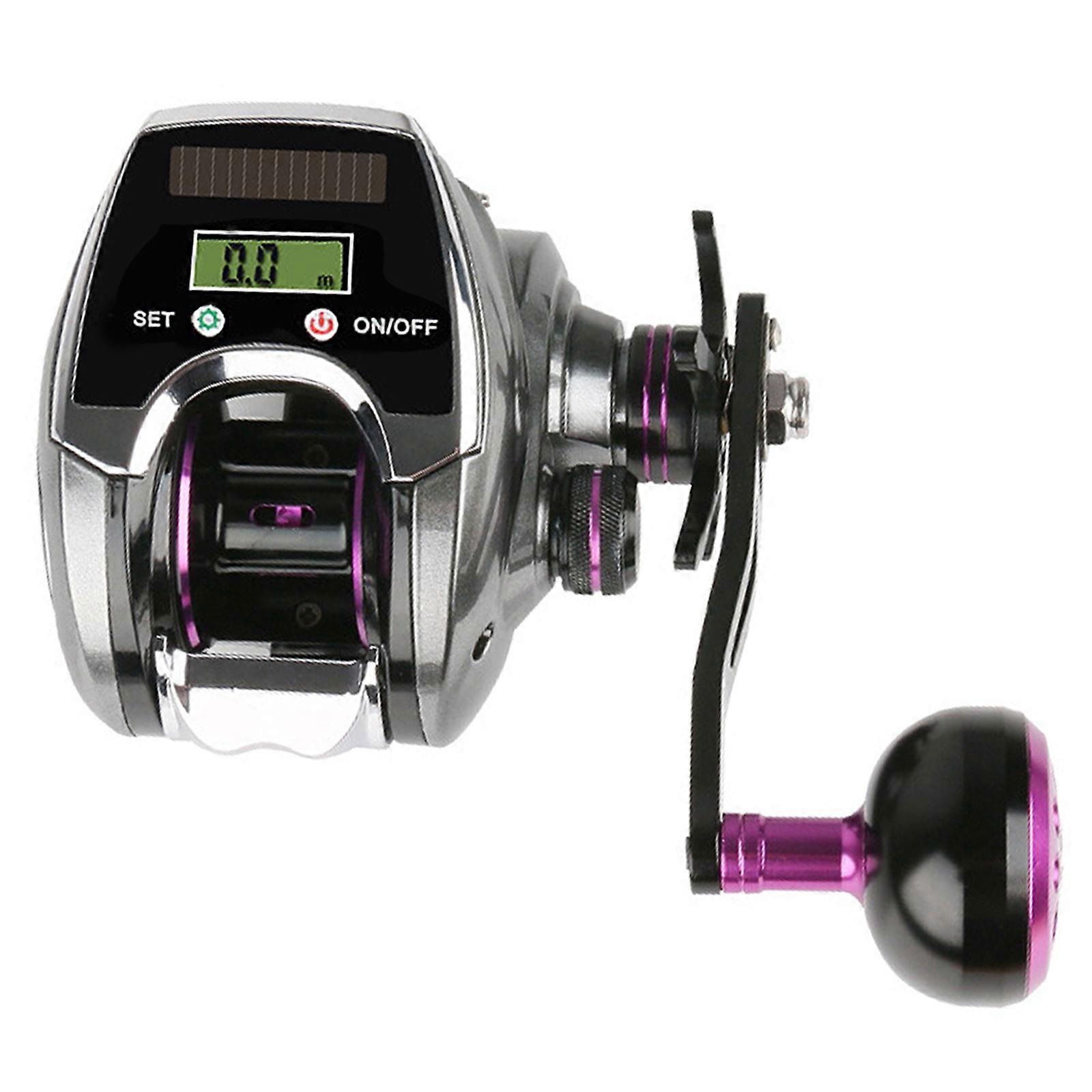6+1BB 8.0:1 Ratio Digital Display Baitcasting Reel with Sun Power Charging System High Speed Fishing Reel with Line Counter