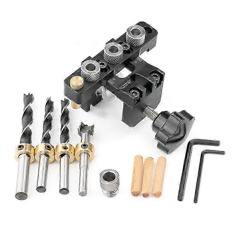 Adjustable Doweling Jig: 3-in-1 Hole Jig for Woodworking with Bushes, Drilling Guide & Locator Puncher